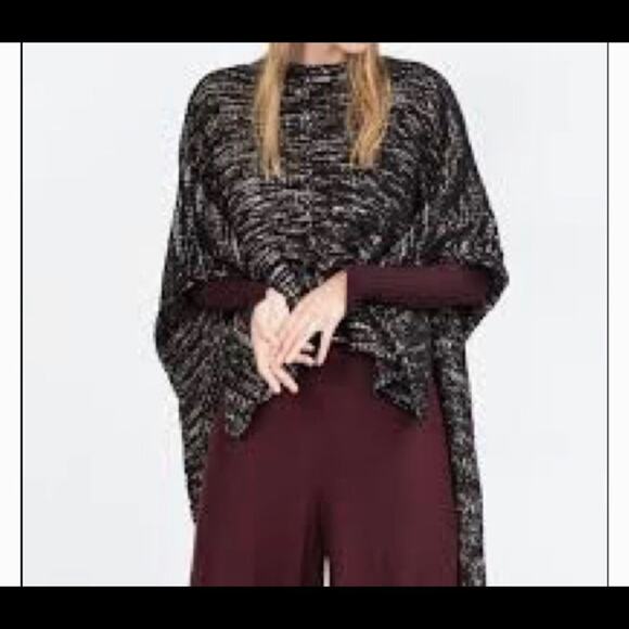 ZARA KNIT MARL OVERSIZE HIGH LOW SWEATER PONCHO SIZE‎ M - Picture 1 of 7